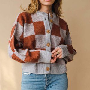 Rita Row Wass Checkered Mohair Cardigan